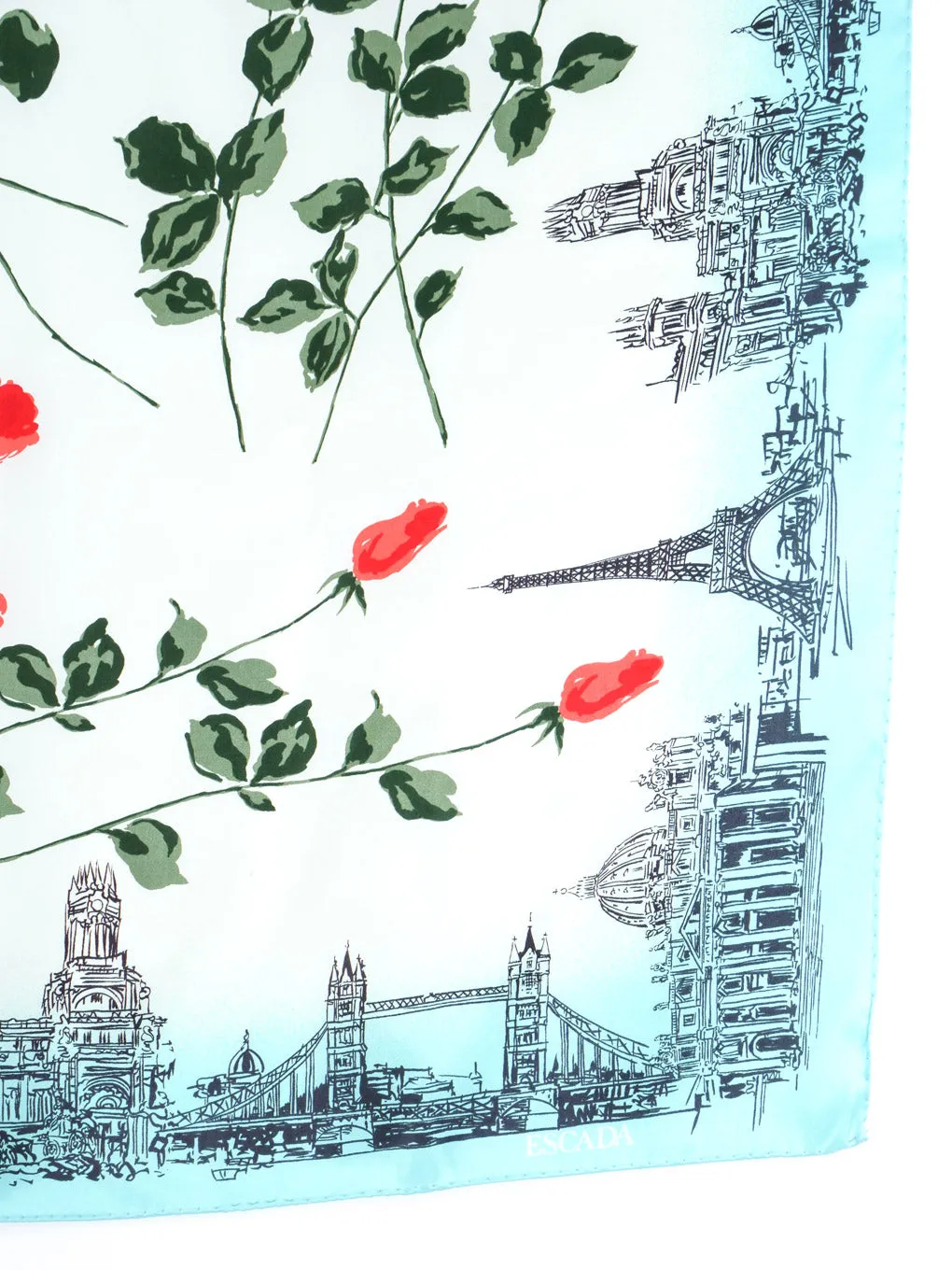 Escada Europe Red Rose Silk Scarf