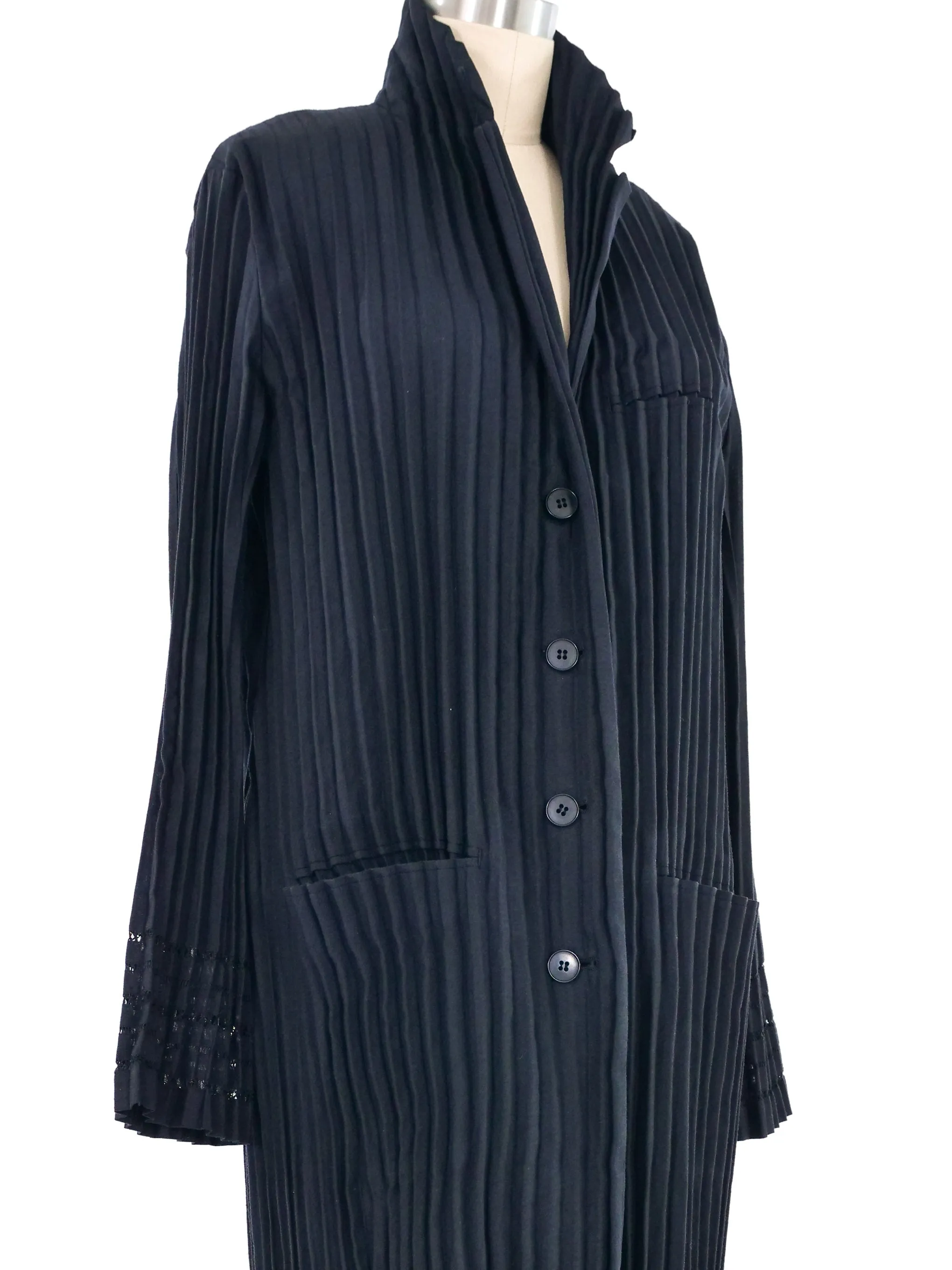 Issey Miyake Black Pleated Cotton Jacket