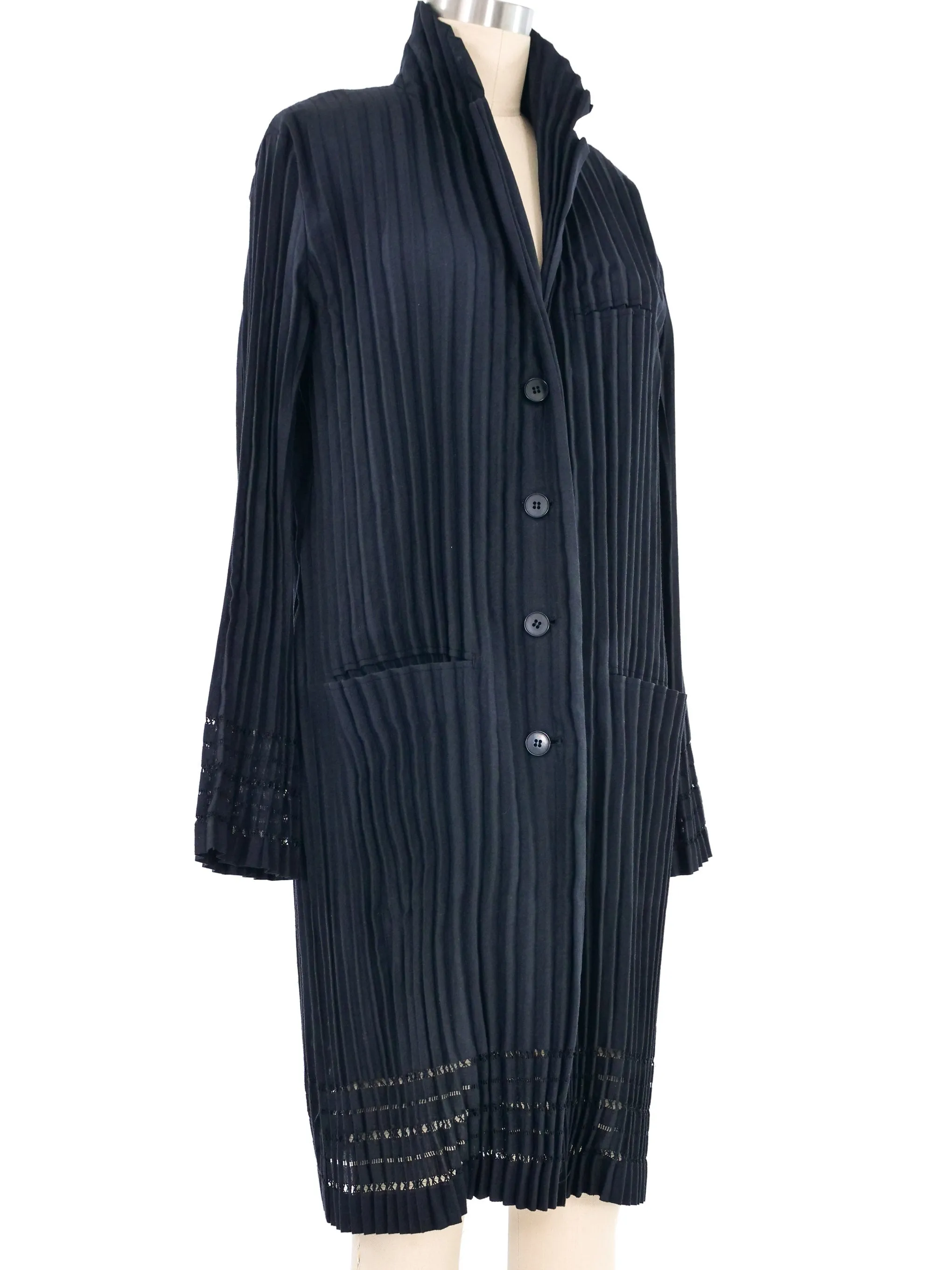 Issey Miyake Black Pleated Cotton Jacket