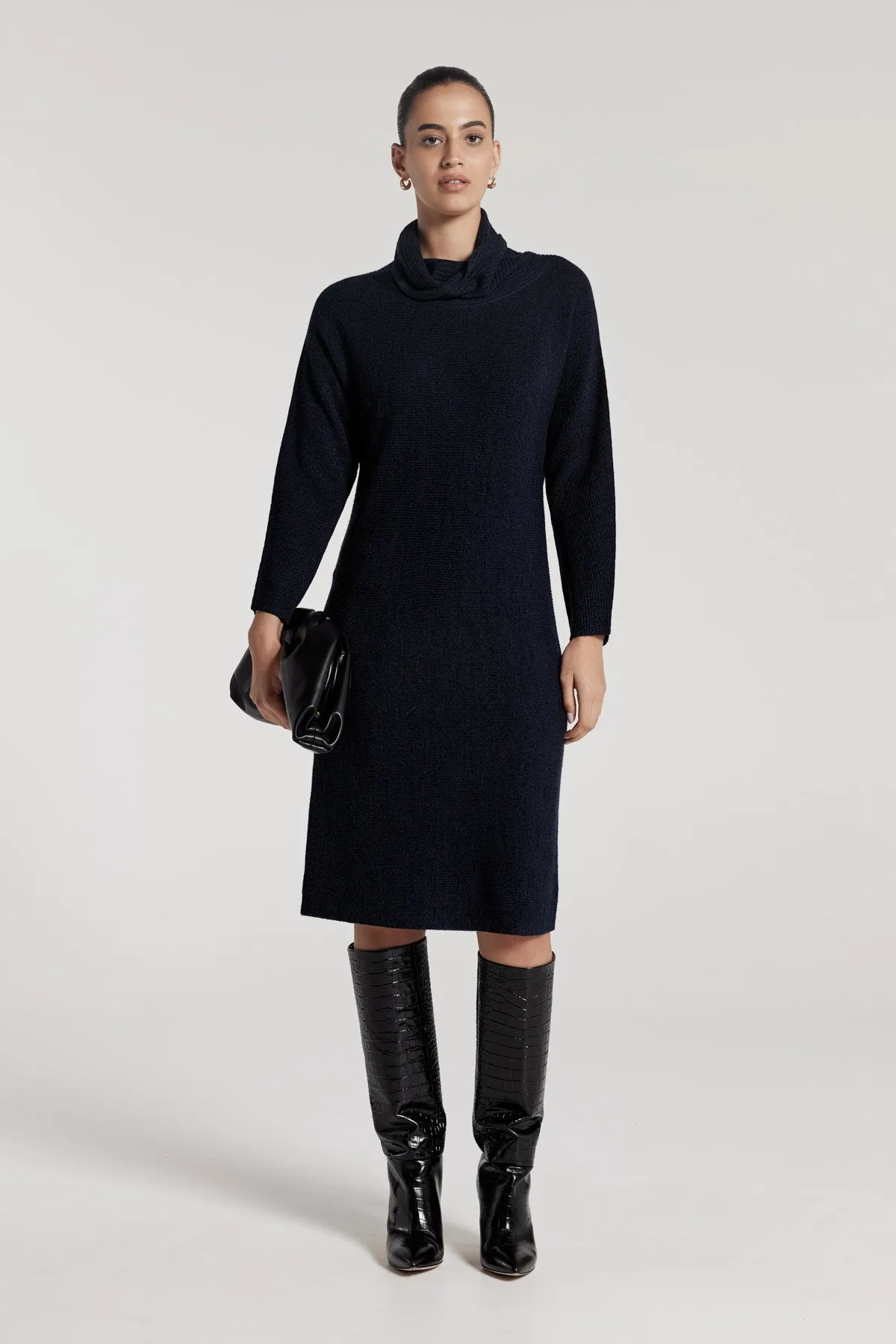 Merino Rib Dress - Navy